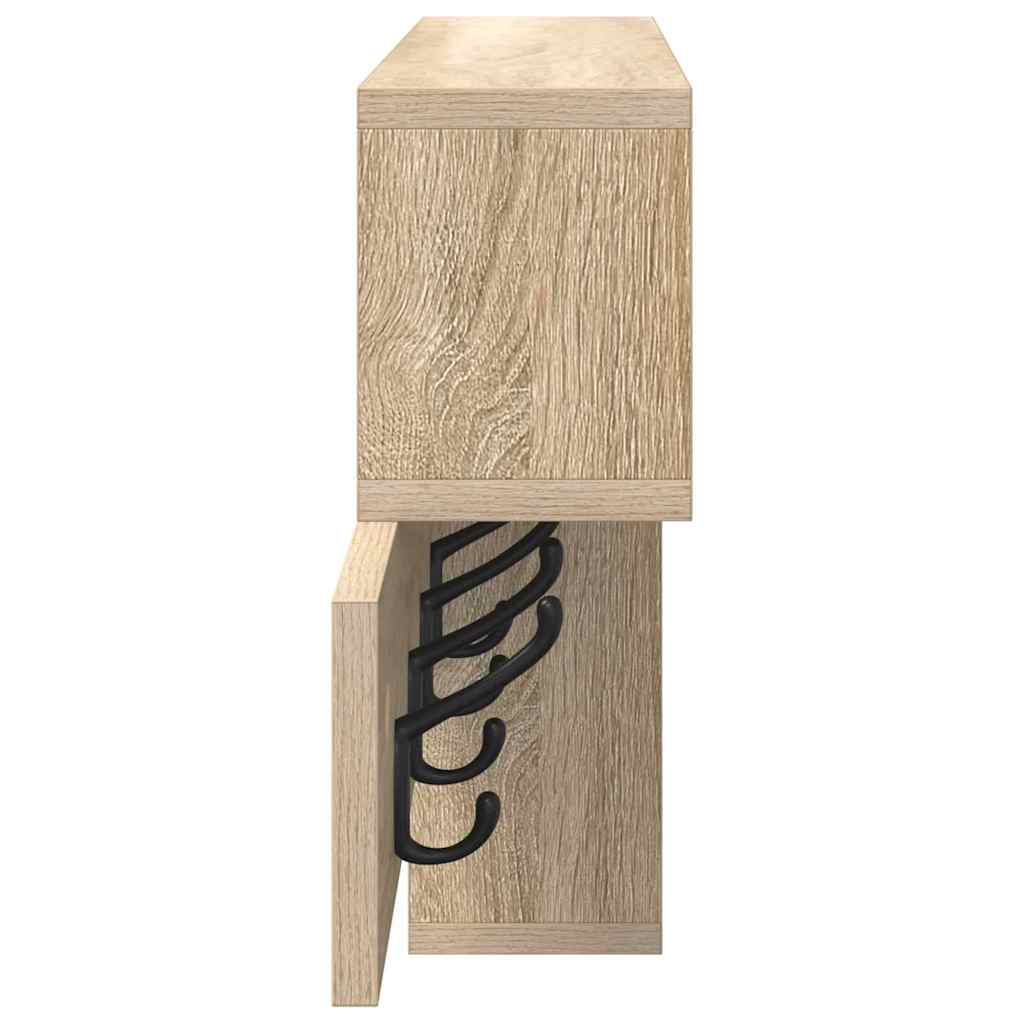 vidaXL Wall-Mounted Coat Rack Wall-Mounted Sonoma Oak Engineered wood 6