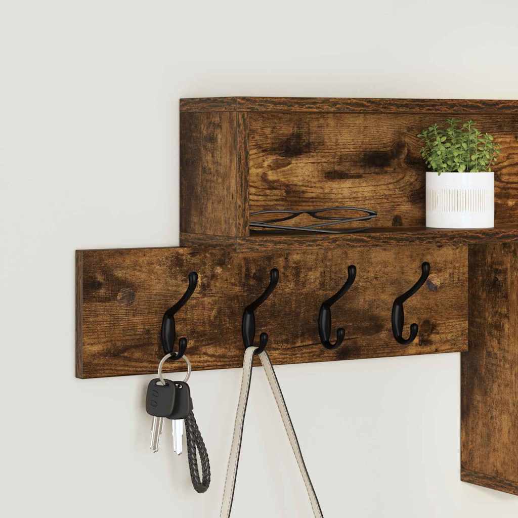 vidaXL Wall-Mounted Coat Rack Wall-Mounted Smoked Oak Engineered wood 4