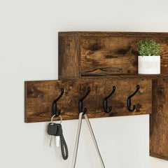 vidaXL Wall-Mounted Coat Rack Wall-Mounted Smoked Oak Engineered wood 4