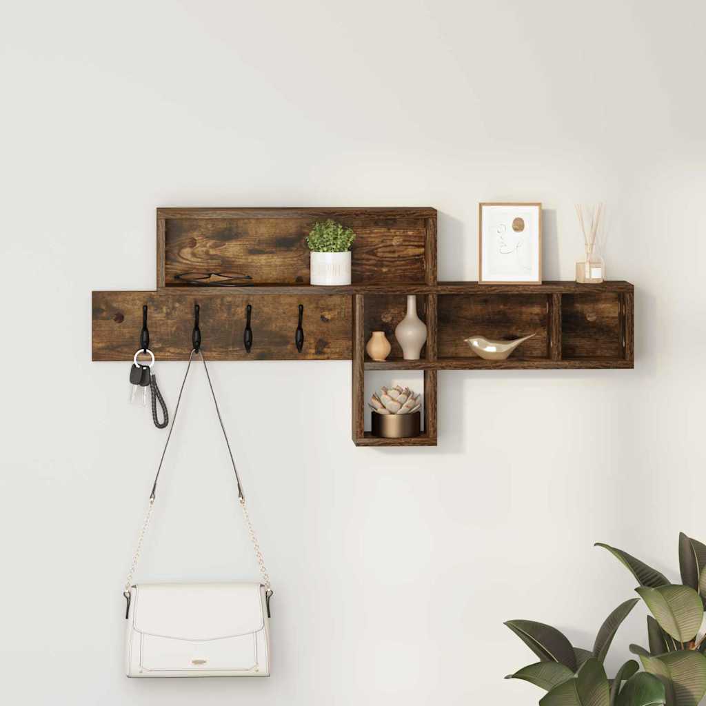 vidaXL Wall-Mounted Coat Rack Wall-Mounted Smoked Oak Engineered wood 1