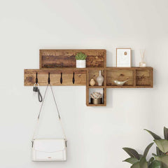 vidaXL Wall-Mounted Coat Rack Wall-Mounted Old Wood 100 x 12 x 43.5 cm 1