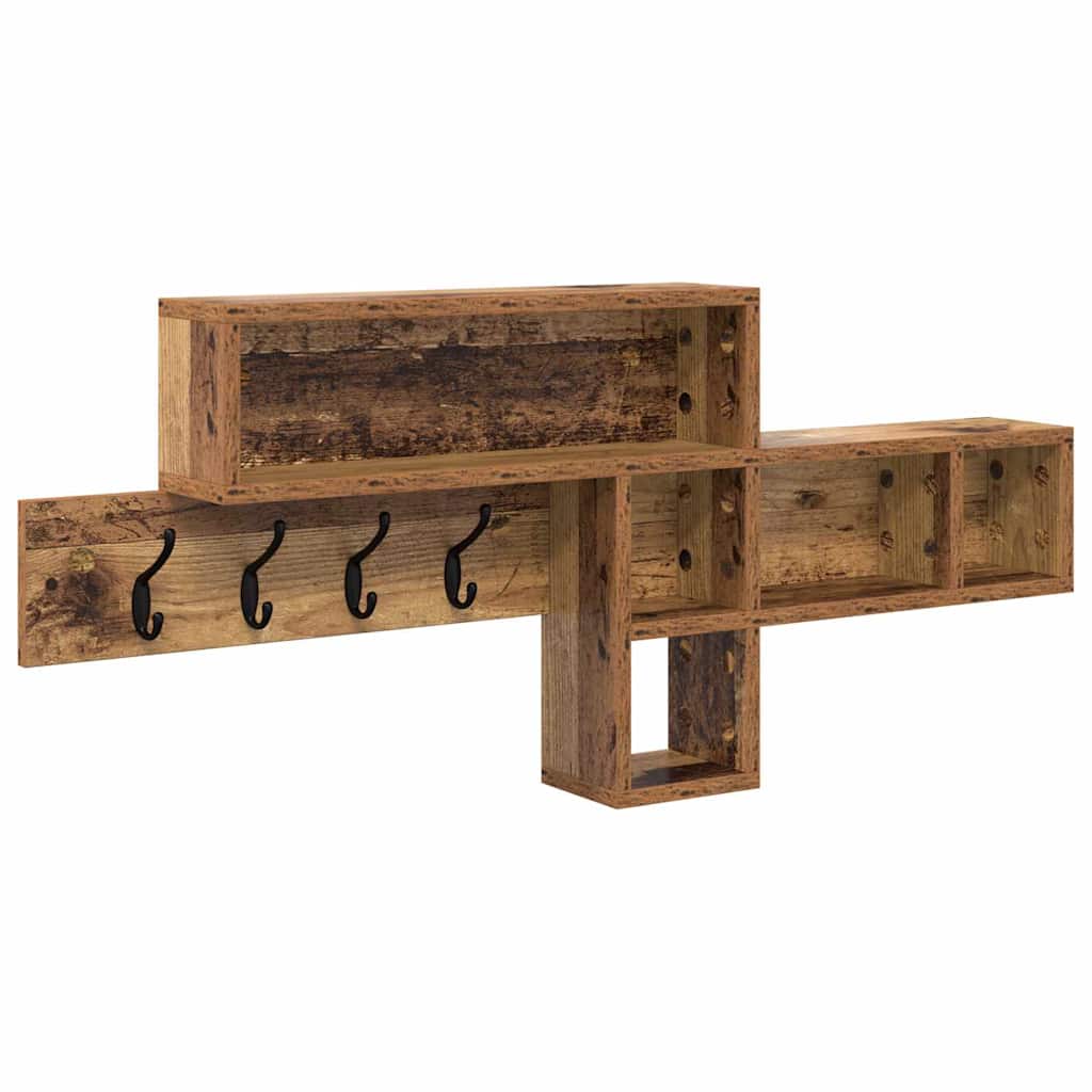 vidaXL Wall-Mounted Coat Rack Wall-Mounted Old Wood 100 x 12 x 43.5 cm 2