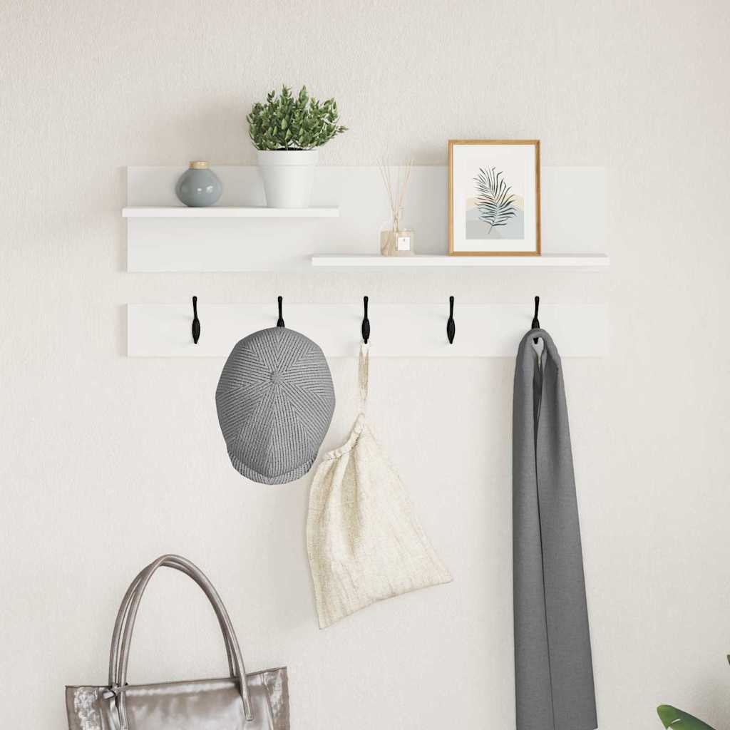 vidaXL Wall-Mounted Coat Rack Wall-Mounted White 90 x 15 x 36 cm 1