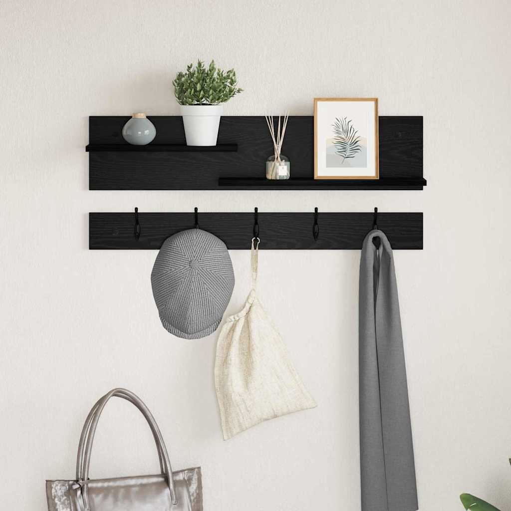 vidaXL Wall-Mounted Coat Rack Wall-Mounted Black Oak 90 x 15 x 36 cm 1
