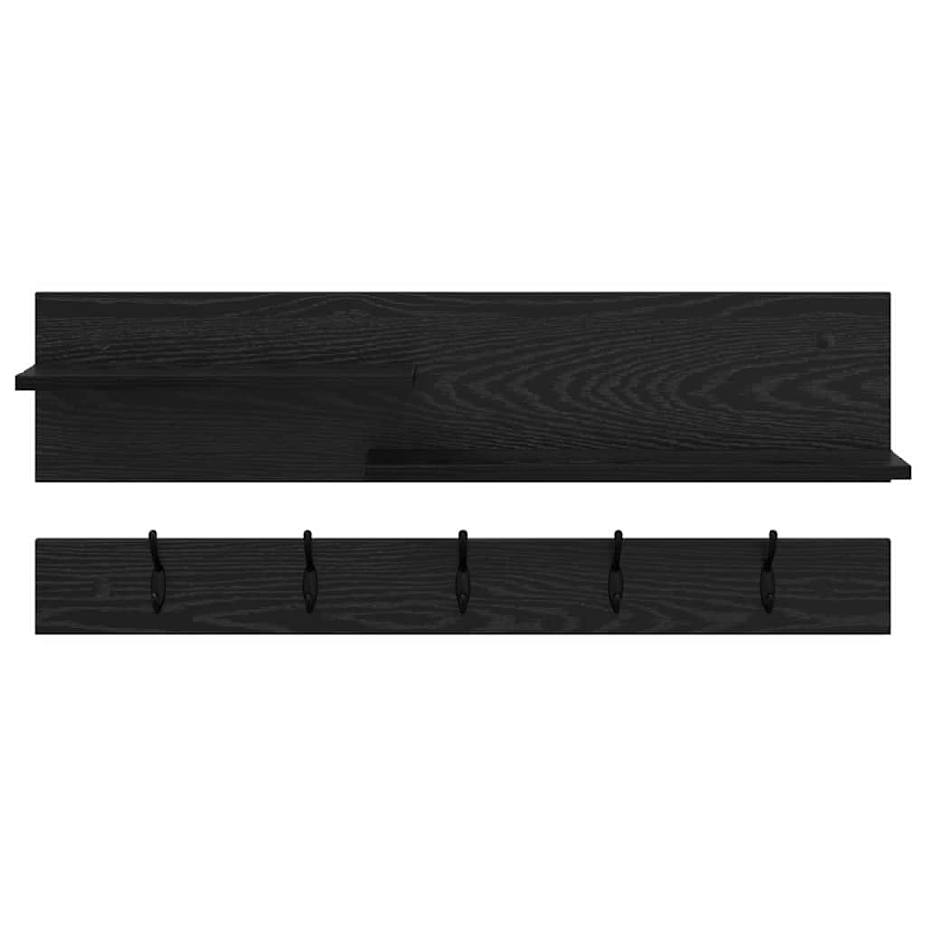 vidaXL Wall-Mounted Coat Rack Wall-Mounted Black Oak 90 x 15 x 36 cm 5