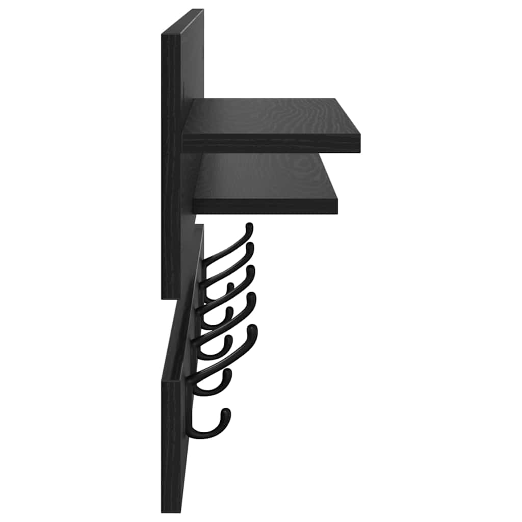 vidaXL Wall-Mounted Coat Rack Wall-Mounted Black Oak 90 x 15 x 36 cm 6