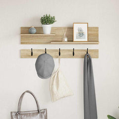 vidaXL Wall-Mounted Coat Rack Wall-Mounted Sonoma Oak 90 x 15 x 36 cm 1