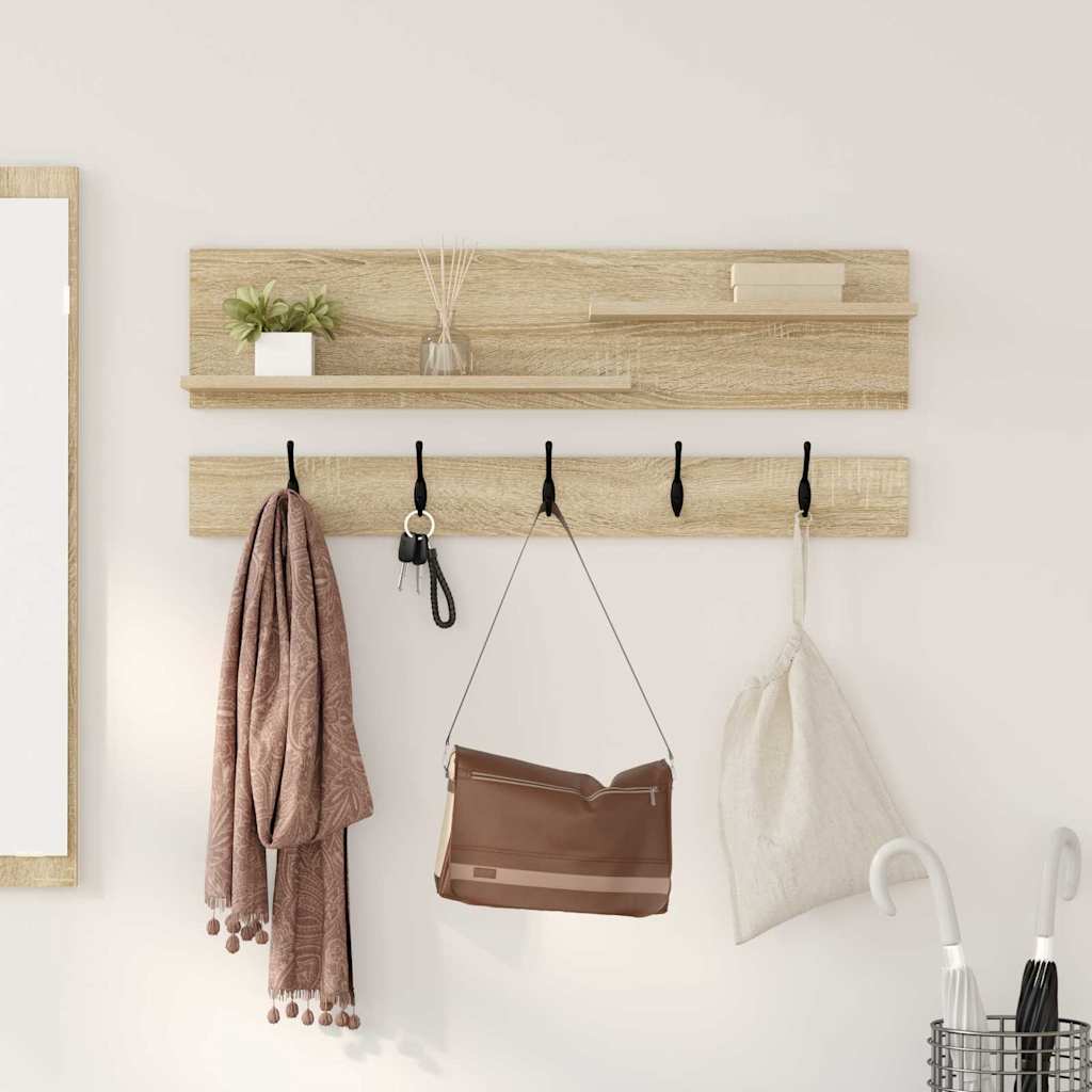 vidaXL Wall-Mounted Coat Rack Wall-Mounted Sonoma Oak 90 x 15 x 36 cm 4