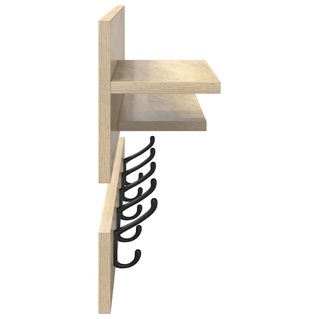 vidaXL Wall-Mounted Coat Rack Wall-Mounted Sonoma Oak 90 x 15 x 36 cm 6