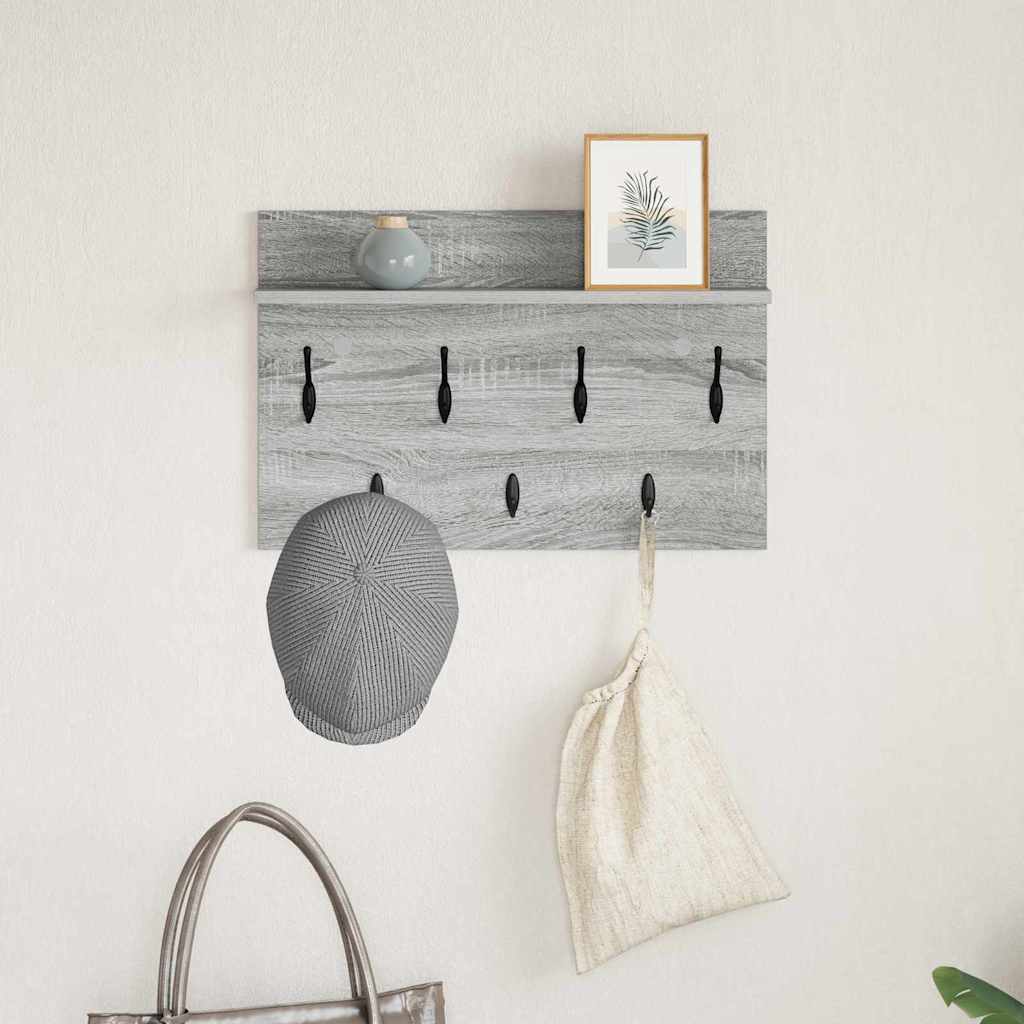 vidaXL Wall-Mounted Coat Rack Wall-Mounted Grey Sonoma 60 x 40 x 12 cm 4