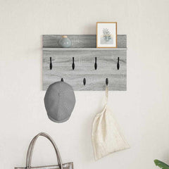 vidaXL Wall-Mounted Coat Rack Wall-Mounted Grey Sonoma 60 x 40 x 12 cm 4