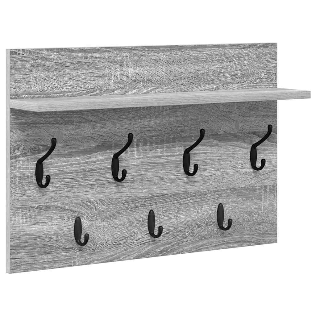 vidaXL Wall-Mounted Coat Rack Wall-Mounted Grey Sonoma 60 x 40 x 12 cm 2