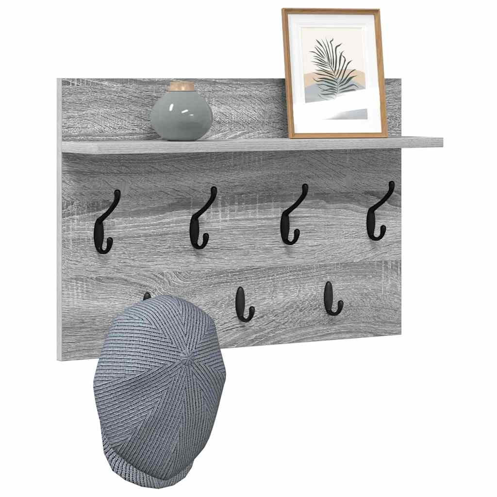 vidaXL Wall-Mounted Coat Rack Wall-Mounted Grey Sonoma 60 x 40 x 12 cm 3
