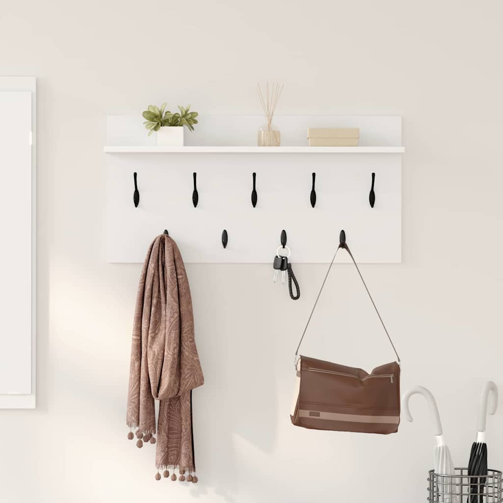 vidaXL Wall-Mounted Coat Rack Wall-Mounted White 80 x 40 x 12 cm 1