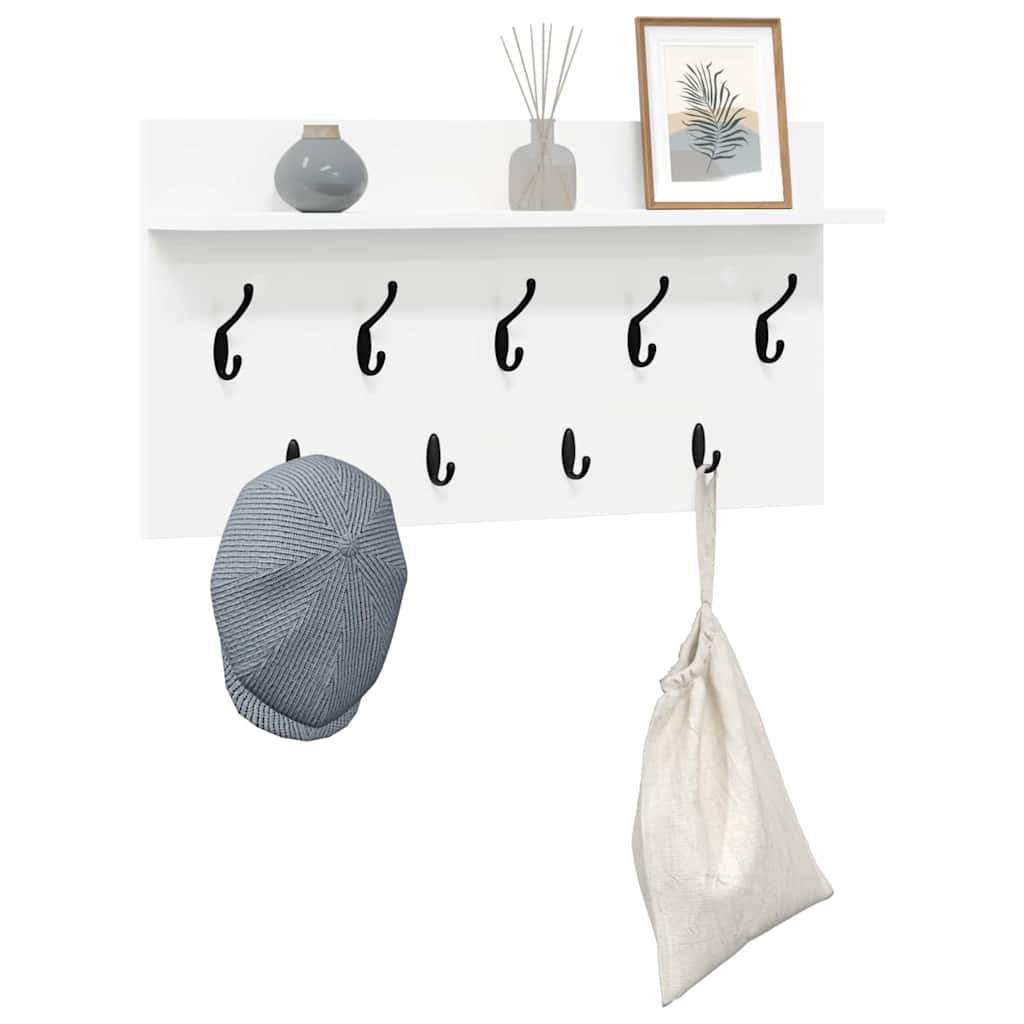 vidaXL Wall-Mounted Coat Rack Wall-Mounted White 80 x 40 x 12 cm 3