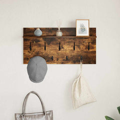 vidaXL Wall-Mounted Coat Rack Wall-Mounted Smoked Oak 80 x 40 x 12 cm 4