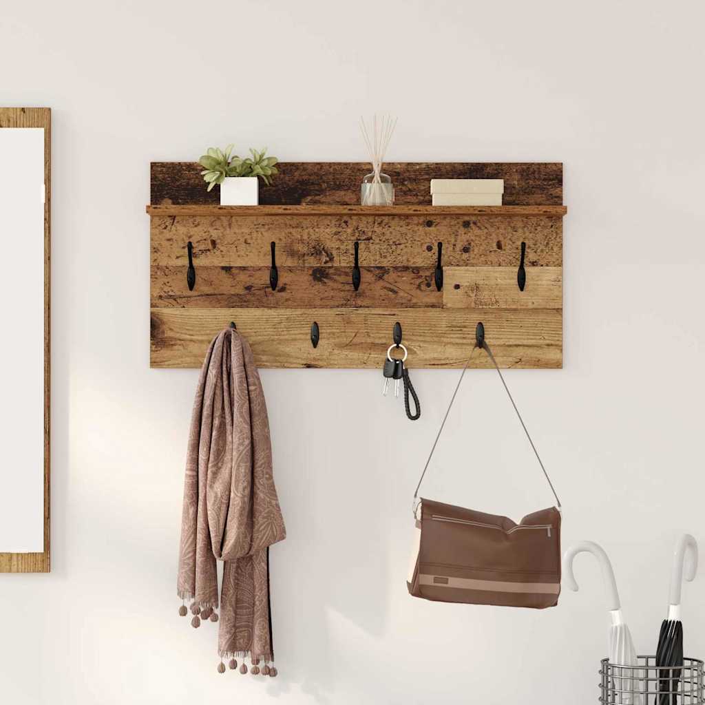 vidaXL Wall-Mounted Coat Rack Wall-Mounted Old Wood 80 x 40 x 12 cm 1