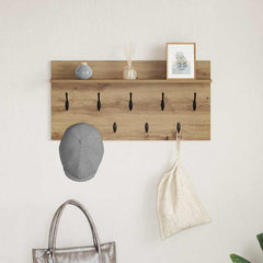 vidaXL Wall-Mounted Coat Rack Wall-Mounted Artisan Oak 80 x 40 x 12 cm 4