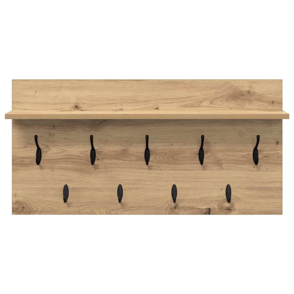 vidaXL Wall-Mounted Coat Rack Wall-Mounted Artisan Oak 80 x 40 x 12 cm 5