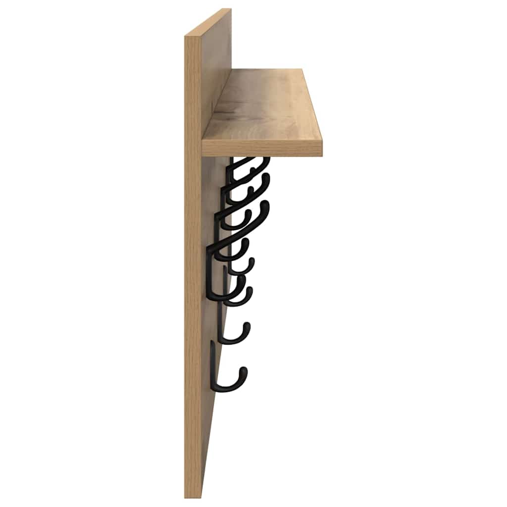 vidaXL Wall-Mounted Coat Rack Wall-Mounted Artisan Oak 80 x 40 x 12 cm 6