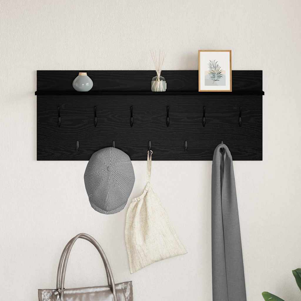 vidaXL Wall-Mounted Coat Rack Wall-Mounted Black Oak 100 x 40 x 12 cm 4