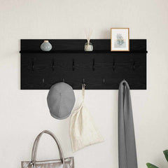 vidaXL Wall-Mounted Coat Rack Wall-Mounted Black Oak 100 x 40 x 12 cm 4