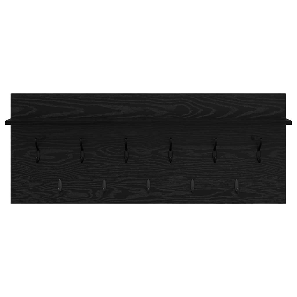 vidaXL Wall-Mounted Coat Rack Wall-Mounted Black Oak 100 x 40 x 12 cm 5