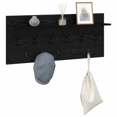 vidaXL Wall-Mounted Coat Rack Wall-Mounted Black Oak 100 x 40 x 12 cm 3