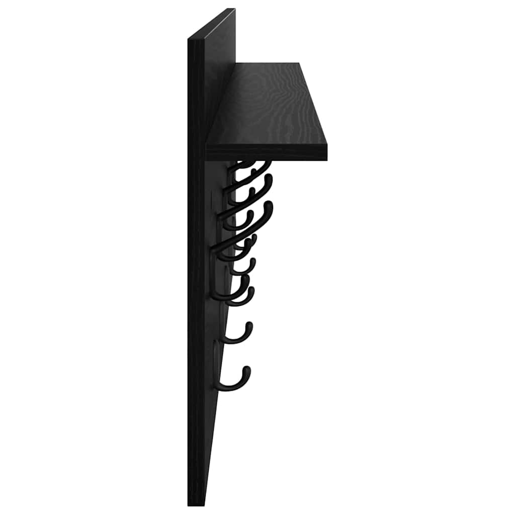 vidaXL Wall-Mounted Coat Rack Wall-Mounted Black Oak 100 x 40 x 12 cm 6