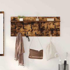 vidaXL Wall-Mounted Coat Rack Wall-Mounted Smoked Oak 100 x 40 x 12 cm 1