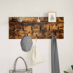 vidaXL Wall-Mounted Coat Rack Wall-Mounted Smoked Oak 100 x 40 x 12 cm 4