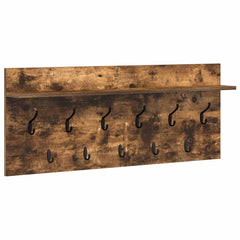 vidaXL Wall-Mounted Coat Rack Wall-Mounted Smoked Oak 100 x 40 x 12 cm 2