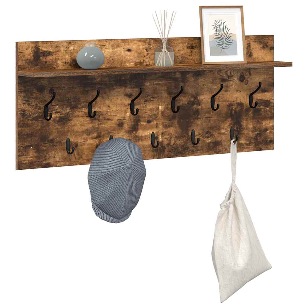 vidaXL Wall-Mounted Coat Rack Wall-Mounted Smoked Oak 100 x 40 x 12 cm 3