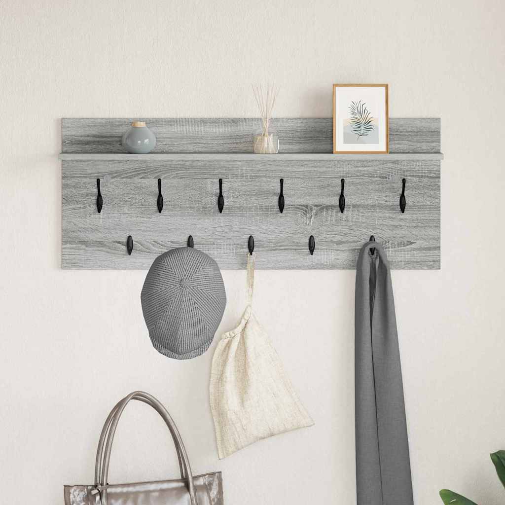 vidaXL Wall-Mounted Coat Rack Wall-Mounted Grey Sonoma Engineered wood 4