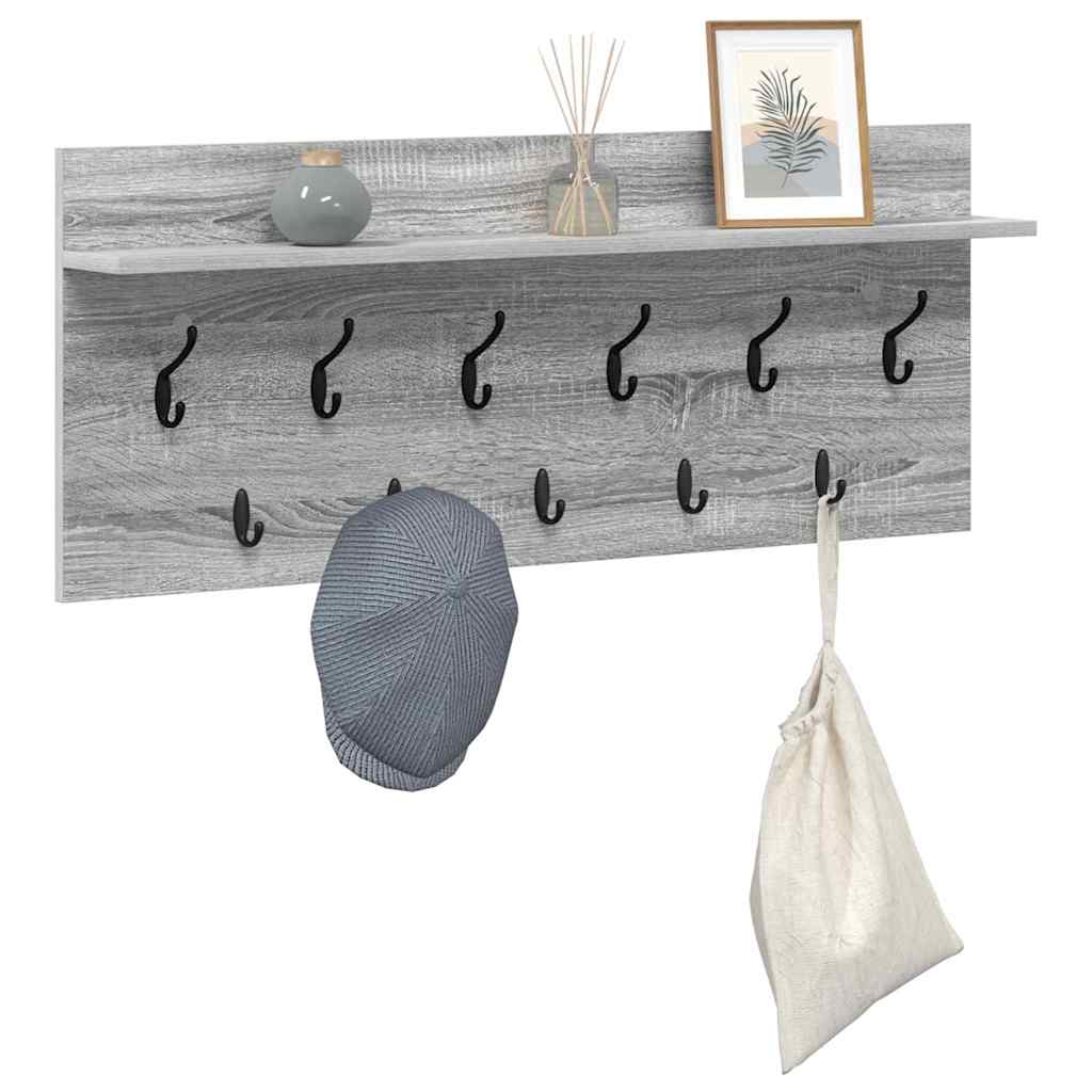 vidaXL Wall-Mounted Coat Rack Wall-Mounted Grey Sonoma Engineered wood 3