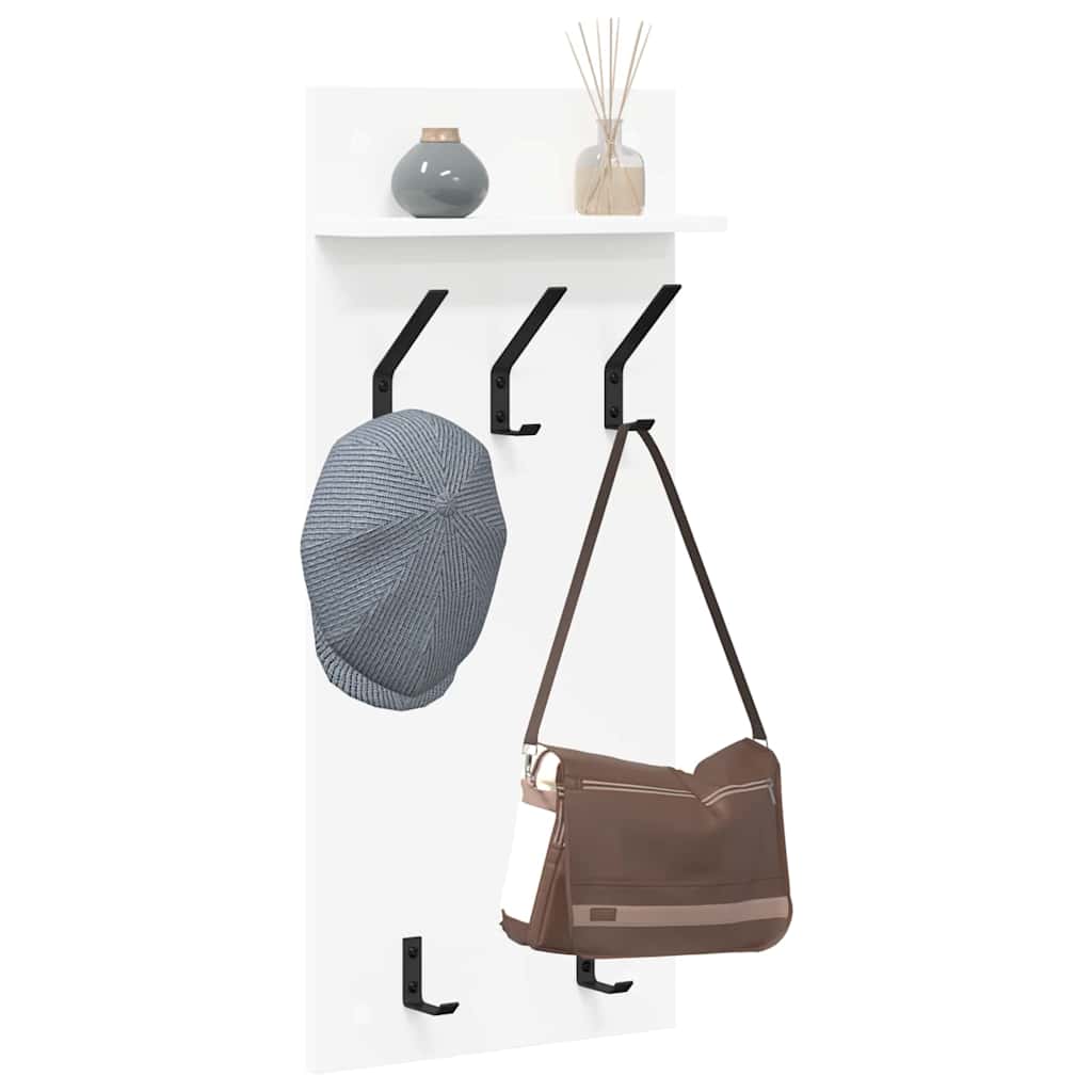 vidaXL Wall-Mounted Coat Rack Wall-Mounted White 40 x 10 x 90 cm 3