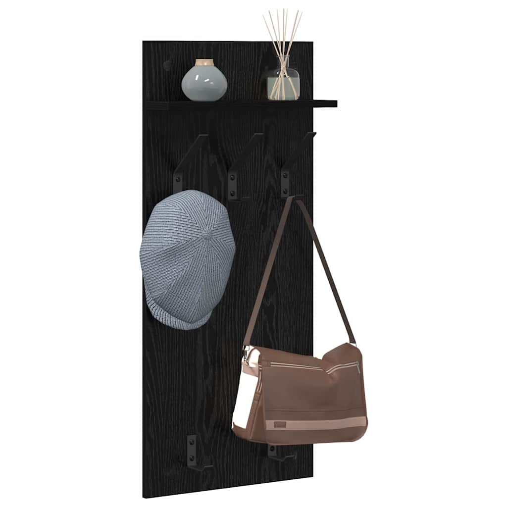 vidaXL Wall-Mounted Coat Rack Wall-Mounted Black Oak 40 x 10 x 90 cm 3