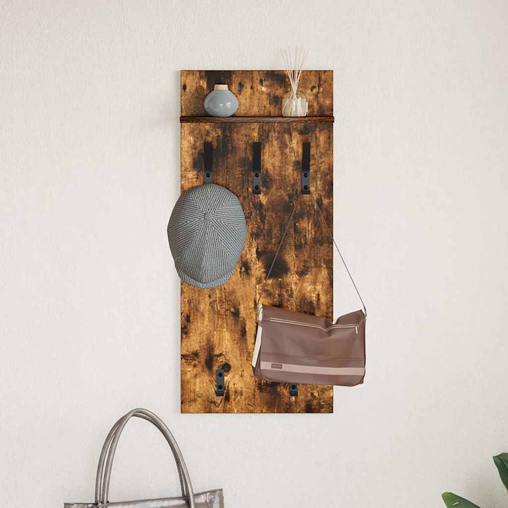 vidaXL Wall-Mounted Coat Rack Wall-Mounted Smoked Oak 40 x 10 x 90 cm 4