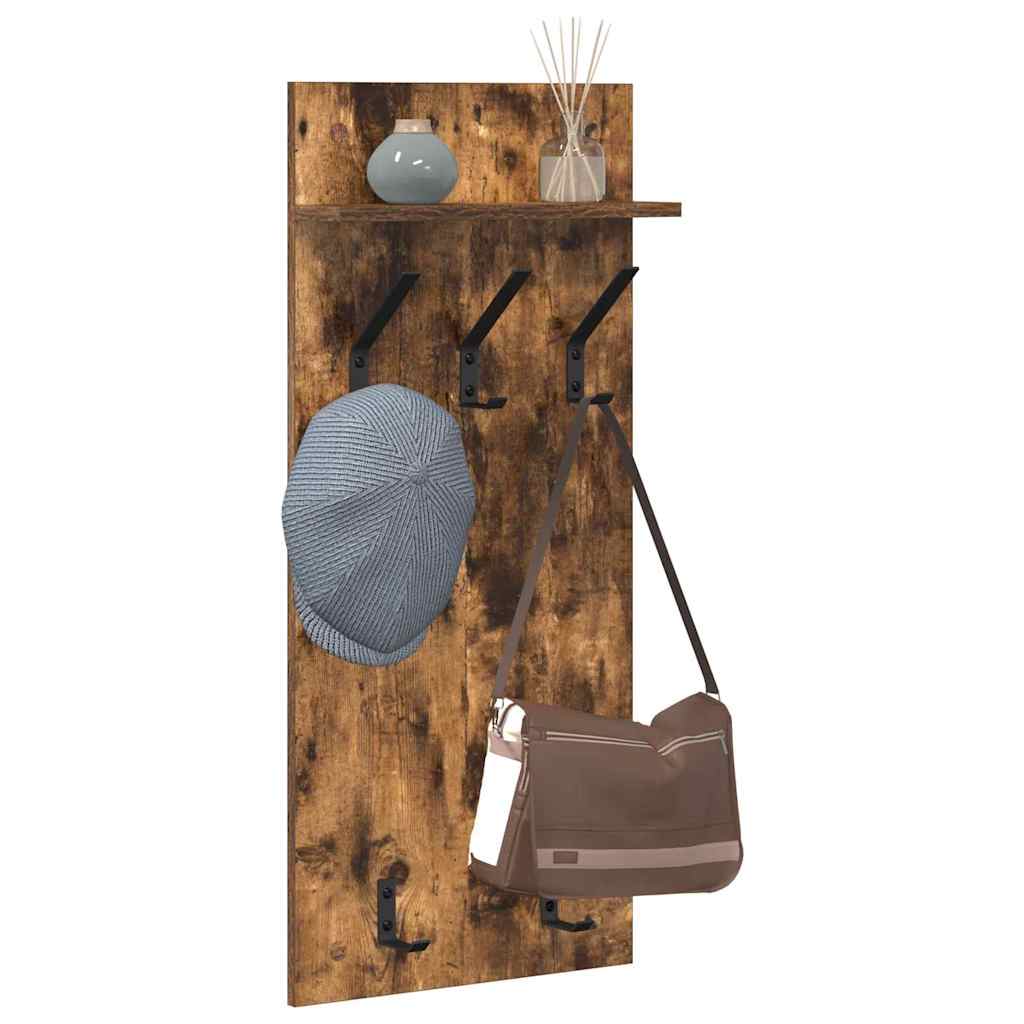 vidaXL Wall-Mounted Coat Rack Wall-Mounted Smoked Oak 40 x 10 x 90 cm 3