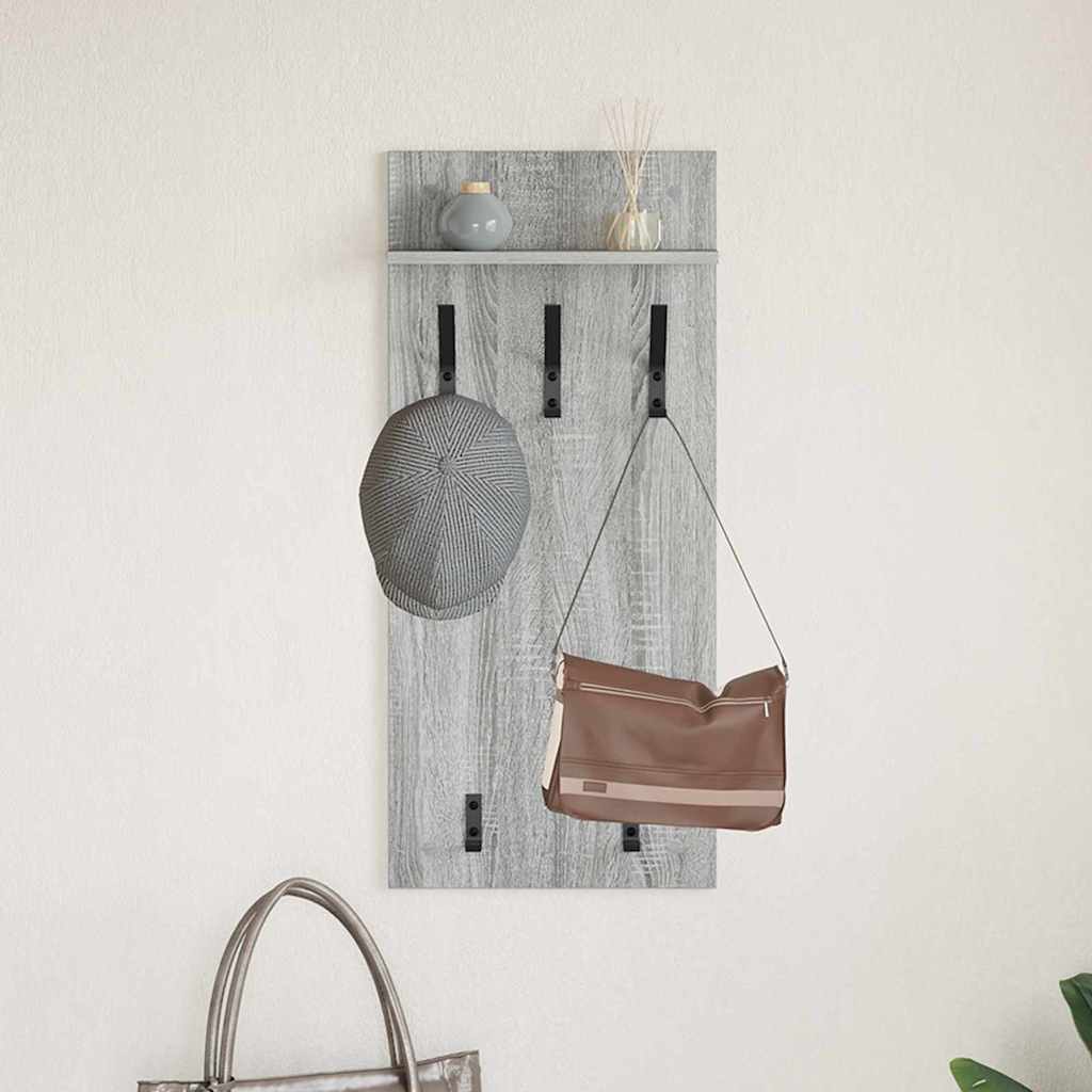 vidaXL Wall-Mounted Coat Rack Wall-Mounted Grey Sonoma 40 x 10 x 90 cm 4