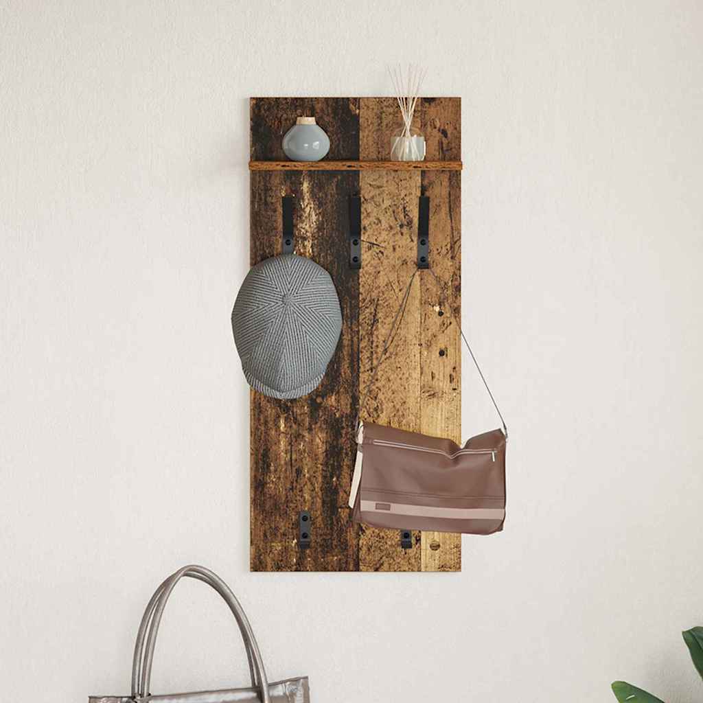 vidaXL Wall-Mounted Coat Rack Wall-Mounted Old Wood 40 x 10 x 90 cm 4