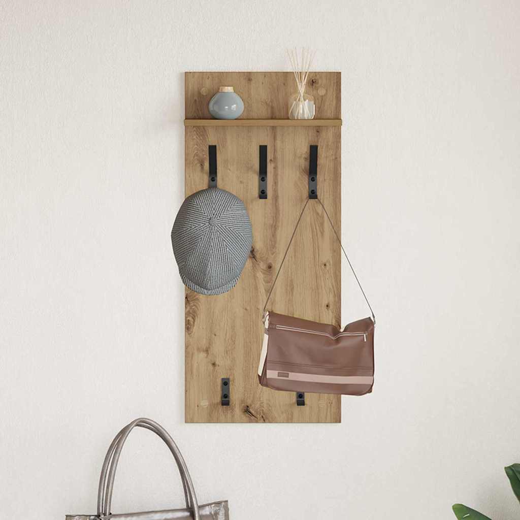 vidaXL Wall-Mounted Coat Rack Wall-Mounted Artisan Oak 40 x 10 x 90 cm 4