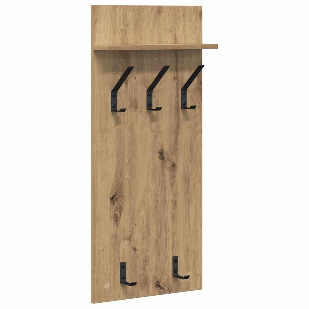 vidaXL Wall-Mounted Coat Rack Wall-Mounted Artisan Oak 40 x 10 x 90 cm 2