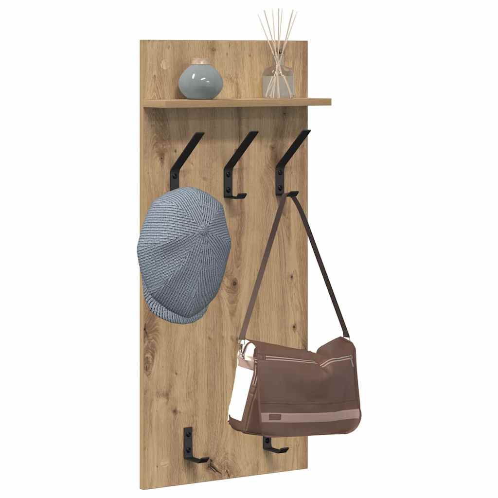 vidaXL Wall-Mounted Coat Rack Wall-Mounted Artisan Oak 40 x 10 x 90 cm 3