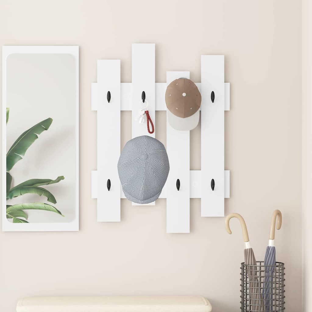 vidaXL Wall-Mounted Coat Rack Wall-Mounted White 60 x 3 x 82 cm 1