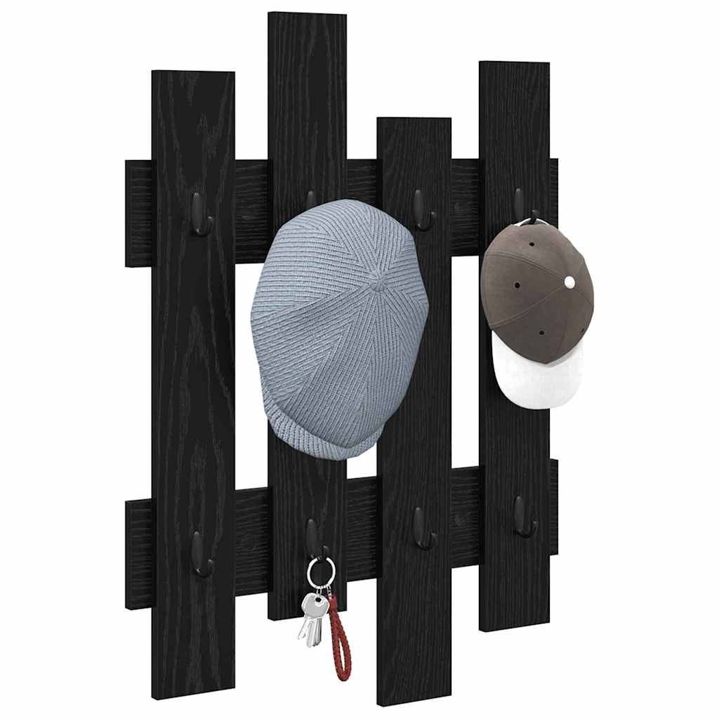vidaXL Wall-Mounted Coat Rack Wall-Mounted Black Oak 60 x 3 x 82 cm 3