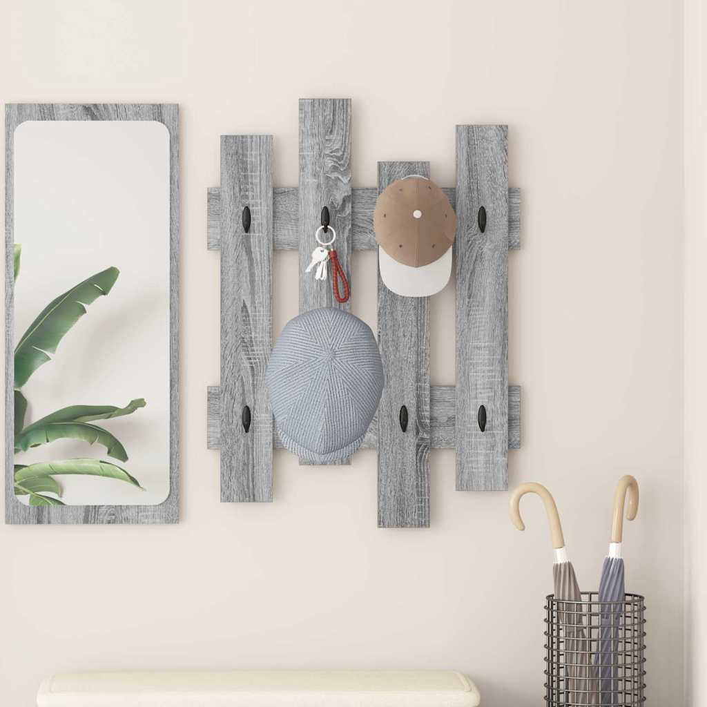 vidaXL Wall-Mounted Coat Rack Wall-Mounted Grey Sonoma 60 x 3 x 82 cm 1