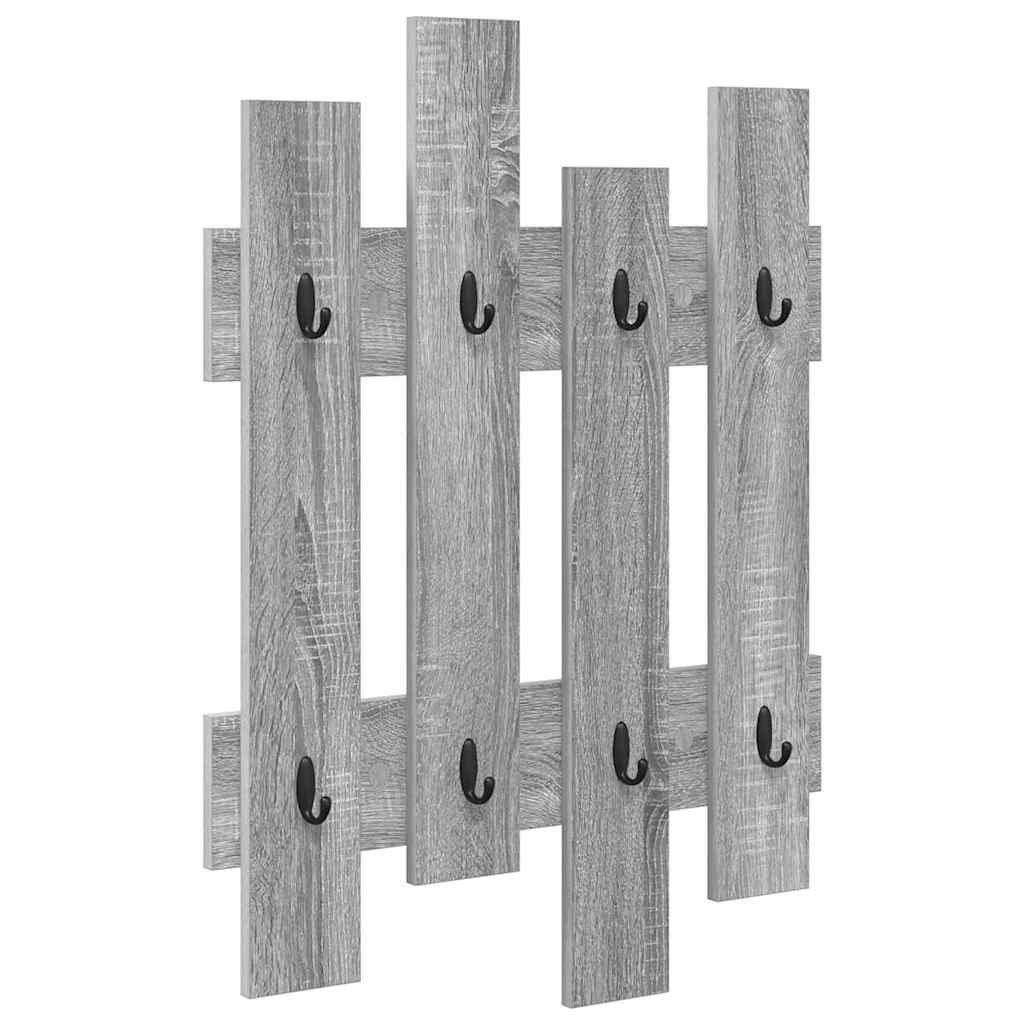 vidaXL Wall-Mounted Coat Rack Wall-Mounted Grey Sonoma 60 x 3 x 82 cm 2