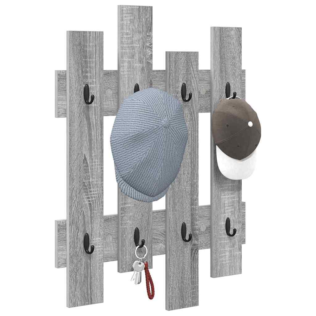 vidaXL Wall-Mounted Coat Rack Wall-Mounted Grey Sonoma 60 x 3 x 82 cm 3