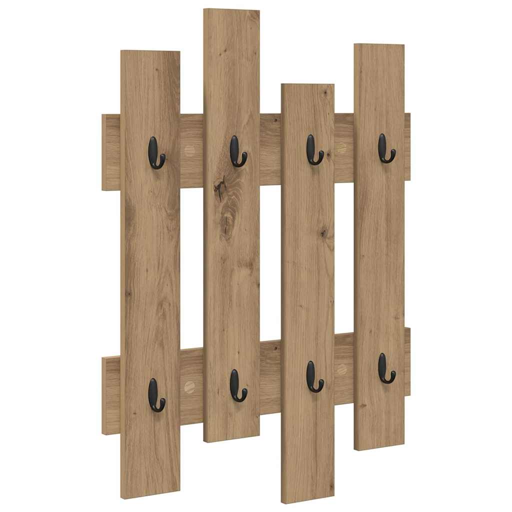 vidaXL Wall-Mounted Coat Rack Wall-Mounted Artisan Oak 60 x 3 x 82 cm 2